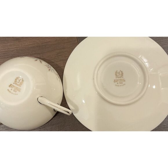 Lenox Wyndcrest Porcelain Teacups Saucers Set Of 2 USA Vintage Floral MCM - Picture 3 of 3